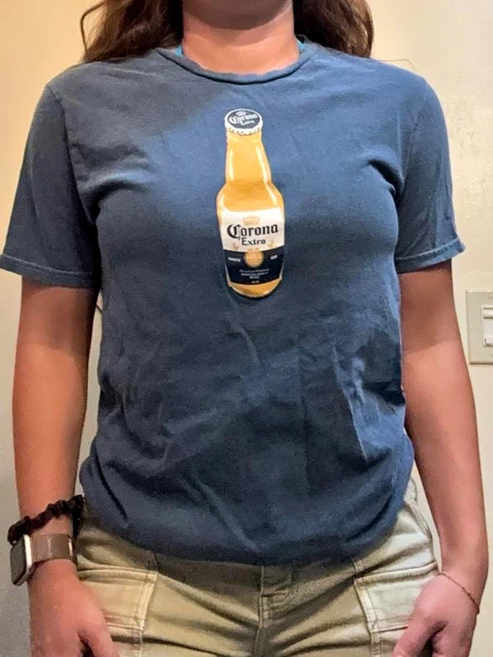 Corona Graphic Tee Grayish Blue Size Small